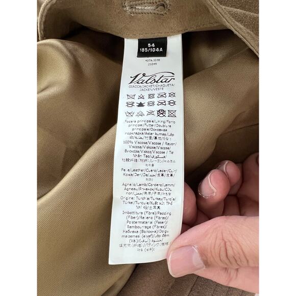 $2,200 MSRP Valstar Flight Jacket Tan Suede Shearling Collar Men Size IT54 NEW - Picture 9 of 13